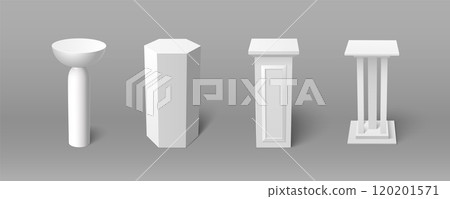 White pillars set isolated on background 120201571