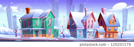 Winter suburban scene with mansion houses Winter suburban scene with mansion houses 120201579