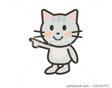一隻可愛的貓指著的插圖 120201727