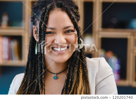 When you work hard, success follows. Cropped portrait of an attractive young woman sitting in her home office. 120201740