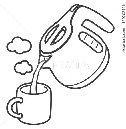 用電熱水壺將熱水倒入杯子中 120202116