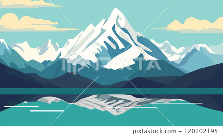 Ice Mountain Nature Landscape with River Lake in Snow Winter Season Ice Mountain Nature Landscape with River Lake in Snow Winter Season 120202195