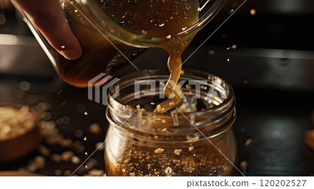 Homemade caramel sauce. Generative AI 120202527