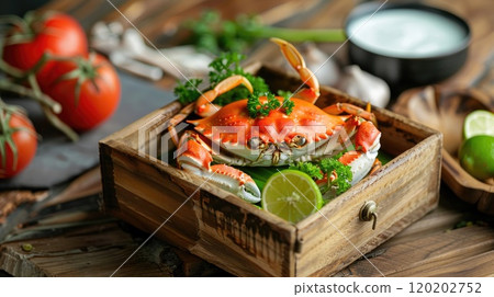 Thai style stewed crab. Generative AI 120202752