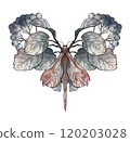 A composition of a watercolor drawing, butterflies 120203028