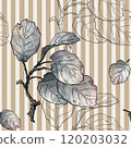 A pattern of leaves on a branch. A pattern of leaves on a branch. 120203032