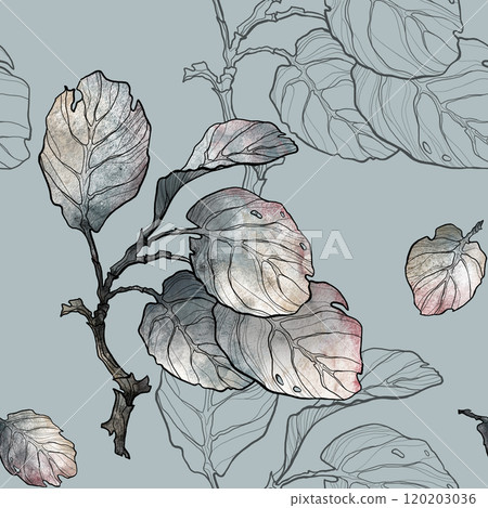 Drawing in the form of a pattern of plant leaves. Drawing in the form of a pattern of plant leaves. 120203036