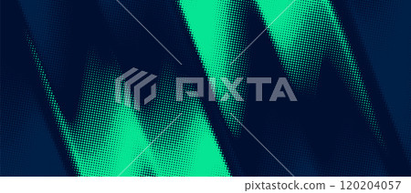 Blue and green wave halftone abstract vector background	 120204057