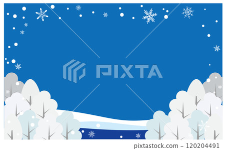 冬季雪林可愛插畫背景素材 冬季雪林可愛插畫背景素材 120204491