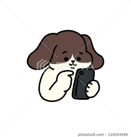 Dog operating a smartphone 120204890