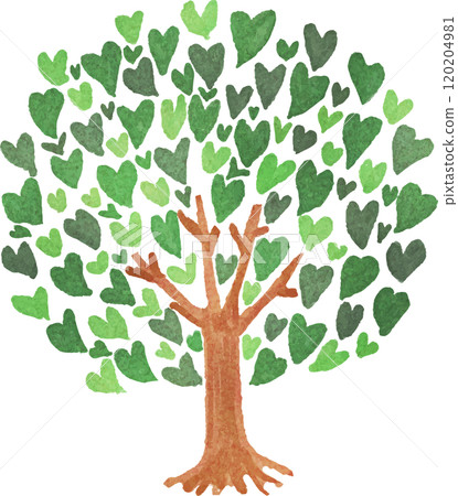 A tree filled with watercolor hearts A tree filled with watercolor hearts 120204981