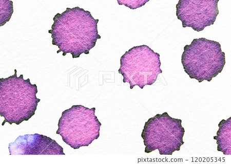 Abstract purple watercolor paint splatters on white paper background Abstract purple watercolor paint splatters on white paper background 120205345