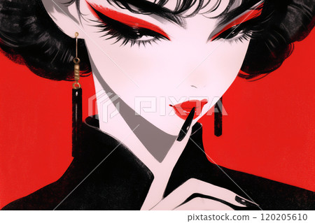 A mysterious woman smiling seductively 120205610