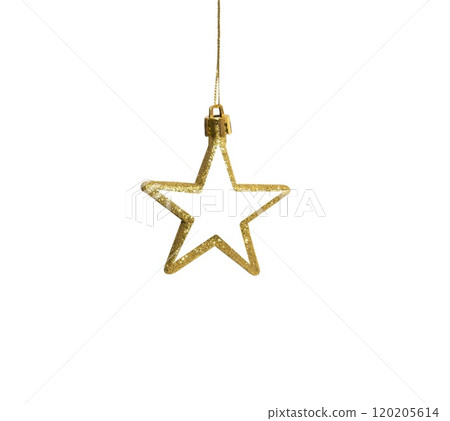 Golden Christmas decoration, ball, star, fir cone, elements isolated on white background Golden Christmas decoration, ball, star, fir cone, elements isolated on white background 120205614