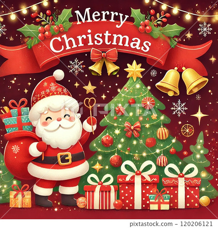 Gorgeous background illustration of Santa Claus and Christmas tree 120206121