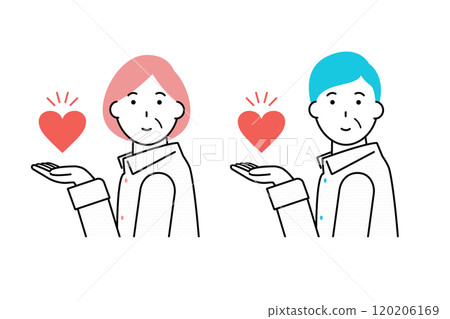 中年男女舉起一顆心 120206169