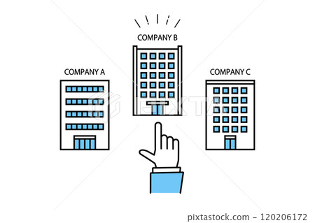 商人選擇公司的手的插圖-就業/職業轉變圖像 120206172