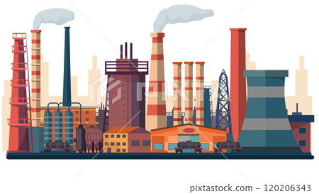 Oil refinery. Industrial factories background Oil refinery. Industrial factories background 120206343