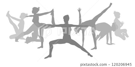Yoga Pilates Poses Women Silhouettes Concept Yoga Pilates Poses Women Silhouettes Concept 120206945