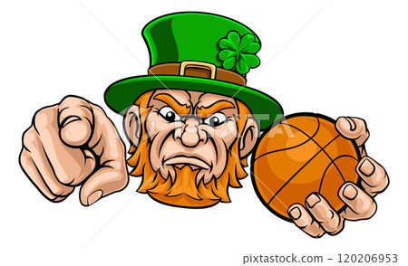 Leprechaun Celtic Irish Basketball Sports Mascot 120206953