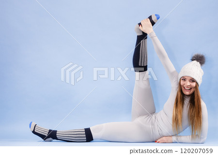 woman in thermal underwear top ang leggings woman in thermal underwear top ang leggings 120207059