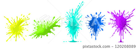Colorful splash collection. Diverse bright stains and splashes. Vector isolated red ink blob set 120208089