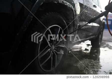 Self-service express car wash. Outdoor high pressure washing for cars. Self-service express car wash. Outdoor high pressure washing for cars. 120208998