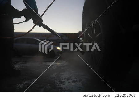 Self-service express car wash. Outdoor high pressure washing for cars. Self-service express car wash. Outdoor high pressure washing for cars. 120209005