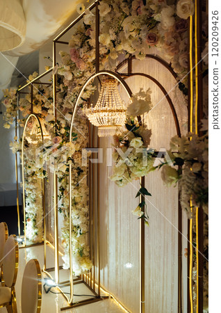 Great place for evening wedding ceremony. Large crystal lamps decorate the location 120209426