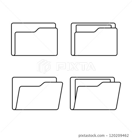 File folder set, symbol of office document, opened and closed folders. File folder set, symbol of office document, opened and closed folders. 120209462