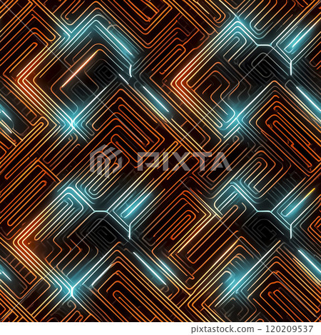 Repeated seamless base illustration material light blue orange 120209537