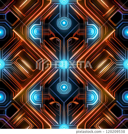 Repeated seamless base illustration material light blue orange 120209538