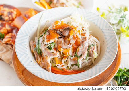 微波爐蒸豬肉和蔬菜配碎醬油 120209700