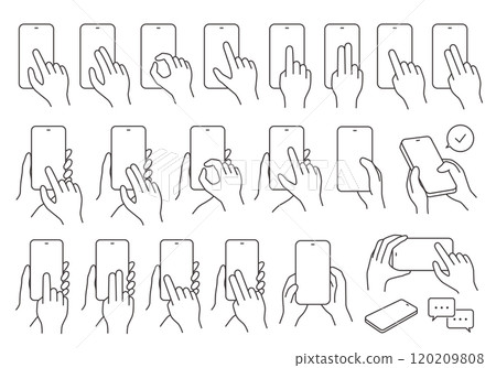 圖示集 2 隻手操作智慧型手機(單色) 圖示集 2 隻手操作智慧型手機(單色) 120209808