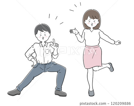 Happy! Enjoy! Set of working men and women 120209886