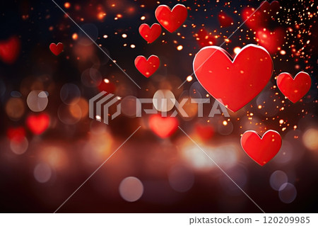 Heart background. Valentines Day background full of red hearts. Love and romance. Generative Ai 120209985