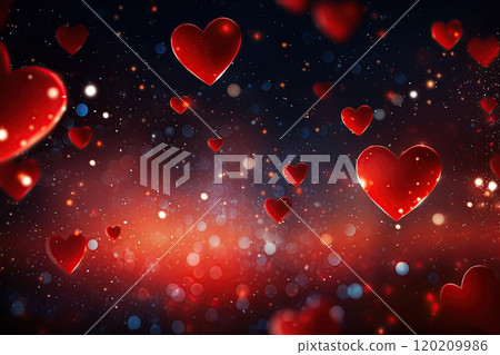 Heart background. Valentines Day background full of red hearts. Love and romance. Generative Ai 120209986