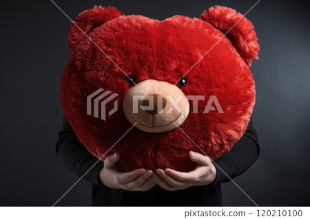 Teddy bear heald in hands. Happy Valentines Day. Generative Ai 120210100