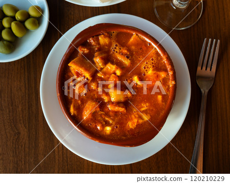 Spanish tripe dish Callos de ternera with tomato and paprika sauce Spanish tripe dish Callos de ternera with tomato and paprika sauce 120210229