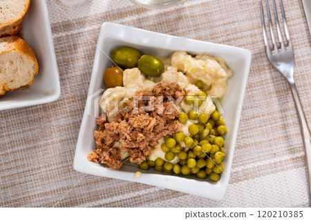 Spanish salad called Ensalada rusa 120210385