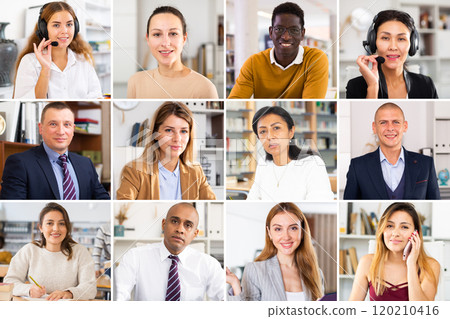 Collage of portraits of positive people of various professions Collage of portraits of positive people of various professions 120210416