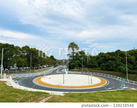 Roundabout, trees and sky 120210548