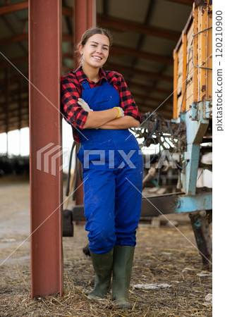 Young female worker posing on farm 120210900