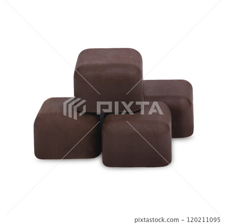 Chunk of chocolate bar with rich cocoa texture homemade, cocoa mass isolated on white background 120211095