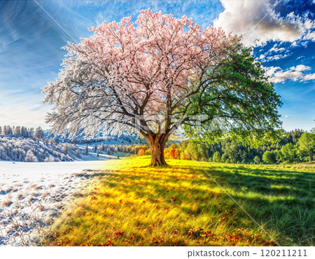 Four seasons tree. Nature during the year - spring, summer, autumn, winter Four seasons tree. Nature during the year - spring, summer, autumn, winter 120211211