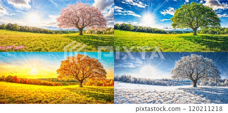 Four seasons tree. Nature during the year - spring, summer, autumn, winter 120211218