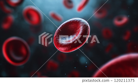 Blood platelets. Microscopic view of blood cells, leukocytes, erythrocytes. 120211375