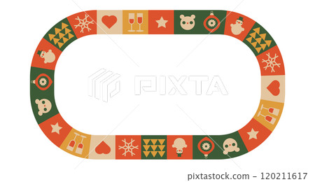 Geometric tiles for Christmas design. Oral ornate composition. festive mosaic frame Geometric tiles for Christmas design. Oral ornate composition. festive mosaic frame 120211617
