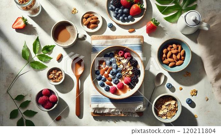 清爽的早晨水果和優格_AI生成的圖像 120211804