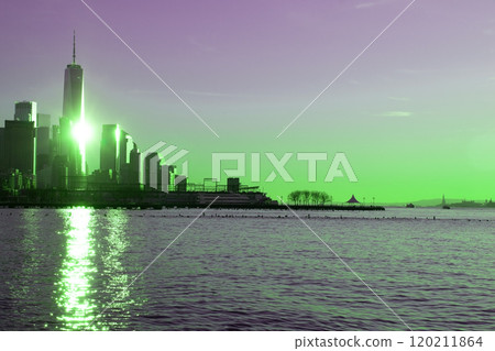 the skyscrapers of Manhattan, NYC, NY, USA, beautiful dramatic cityscape the skyscrapers of Manhattan, NYC, NY, USA, beautiful dramatic cityscape 120211864